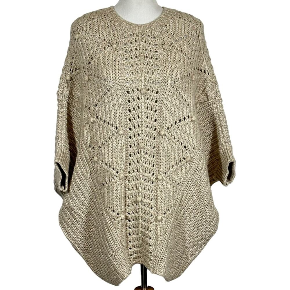 Victoria’s Secret Beige Chunky Knit Batwing Tunic Sweater Sz XS/S